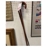 2 VINTAGE WOOD WALKING CANES - 33 ' AND 35 '