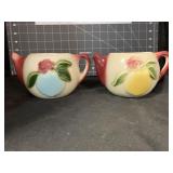 6.5 ' PAIR OF VINTAGE POTTERY TEAPOT WALL POCKETS