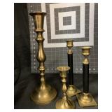 4 ASSORTED SIZES BRASS CANDLESTICKS
