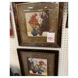 2 CONTEMPORARY FRAMED FLORAL PRINTS - 19.5 X 19.5