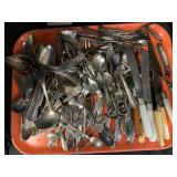 LARGE LOT OF ANTIQUE SILVER PLATED FLATWARE AND