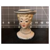 3.25 ' VINTAGE LADY HEAD VASE W/ PEARL NECKLACE &