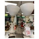 3 VINTAGE POTTERY LAMPS - NO SHADES - PAIR NEEDS