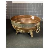 ORNATE COPPER AND BRASS BOWL 5 X 3.5 '