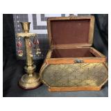 9.5 ' WOVEN BRASS BOX AND 9.25 ' BRASS