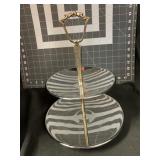 11 ' MID-CENTURY 2-TIER CHROME SERVING TRAY
