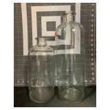 2 CONTEMPORARY GLASS BOTTLE VASES - 10 ' & 13 '