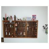 Wall display shelf, trinkets, candle holder
