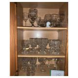 3 Shelves of kitchen glassware