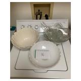 Punch Bowl, milk glass bowl and other