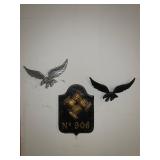 Cast iron eagles and plaque