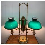 Large Antique Brass Double Arm Student Lamp