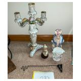 Antique Candle holder and porcelain