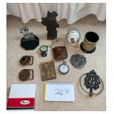 Belt buckles, stopwatch, baseball and more