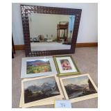 Prints and Decorative Mirror