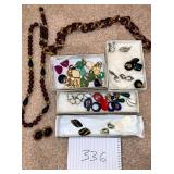 Colorful Clip on earrings with matching necklaces