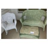 Wicker couch, table and rocker