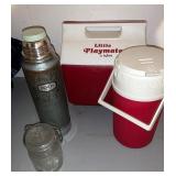 Vintage Kitchen Igloo cooler, stanley thermos