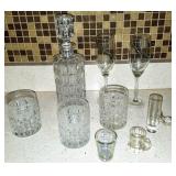 Crystal Decanter w/Other Barware