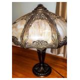 Beautiful Slag Glass and Brass Lamp