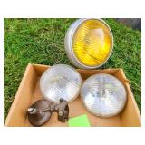 Box of Vintage Auto Lights