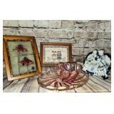 Small Framed Decor and Glassware