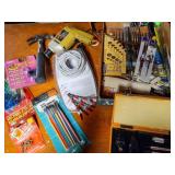 misc Craft Items with vintage X-acto in case