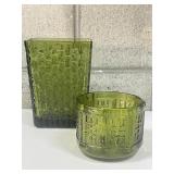 Vtg. Avocado Green Vase (2)