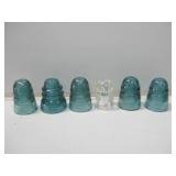 Six Vintage Glass Insulators Tallest 4" Six Vintage Glass Insulators Tallest 4"