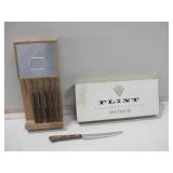 Vintage Flint Stainless Steak Knife Set In Box