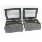 Two Carved Wood & Glass 8"x 6"x 3.5" Display Boxes Two Carved Wood & Glass 8"x 6"x 3.5" Display Boxes