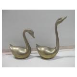 Pair Brass Geese Tallest 8.5"