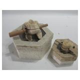 Two Wood Percussion Frogs Largest 2" Tall