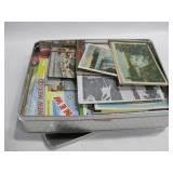 10"x 8"x 2" Tin W/Vintage Post Cards & More