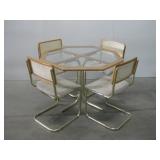 41.5"x 28" Glass Top Table W/4 Chairs See Info 41.5"x 28" Glass Top Table W/4 Chairs See Info