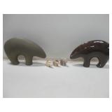Pair 7" Tall Ceramic Bears & Stone Bear Fetishes Pair 7" Tall Ceramic Bears & Stone Bear Fetishes