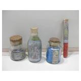 Four Novelty Potions Bottles W/Labels Tallest 6" Four Novelty Potions Bottles W/Labels Tallest 6"