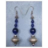 Sterling Silver Blue Glass Earrings