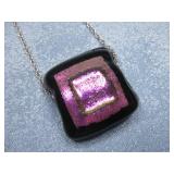 Sterling Silver Chain W/Dichroic Glass See Info Sterling Silver Chain W/Dichroic Glass See Info