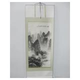 23"x 63" Painted Asian Scroll W/Ceramic Ends 23"x 63" Painted Asian Scroll W/Ceramic Ends