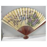 42"x 29" Paper & Wood Asian Style Fan Decor