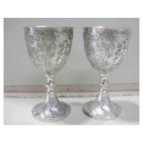 Pair 6" Tall Metal Decorative Chalices