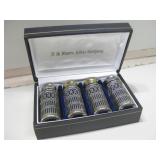 Set Four Rogers Cobalt Blue & Silver Plate Shakers Set Four Rogers Cobalt Blue & Silver Plate Shakers