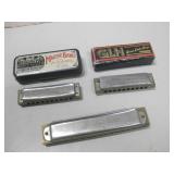 Three Vintage Harmonicas Longest 6.25"