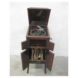 16.5"x 20"x 42" Working Victrola In W/Accessories