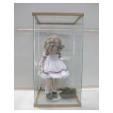 Shirley Temple Porcelain Doll In Case Top w/ Crack