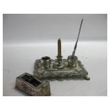 Vintage Etain Metal Desk Set Missing Lid Vintage Etain Metal Desk Set Missing Lid