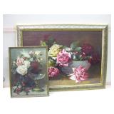 Two Vintage Framed Rose Prints Largest 32"x 23.5"