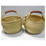 Two Woven Grass Baskets Largest 16"x 11" Two Woven Grass Baskets Largest 16"x 11"