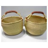 Two Woven Grass Baskets Largest 16"x 11"